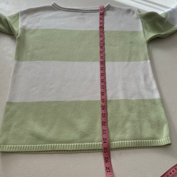 Lauren Ralph Lauren Petite Striped Knit Sweater Women’s Small Green White Cotton - Picture 7 of 7